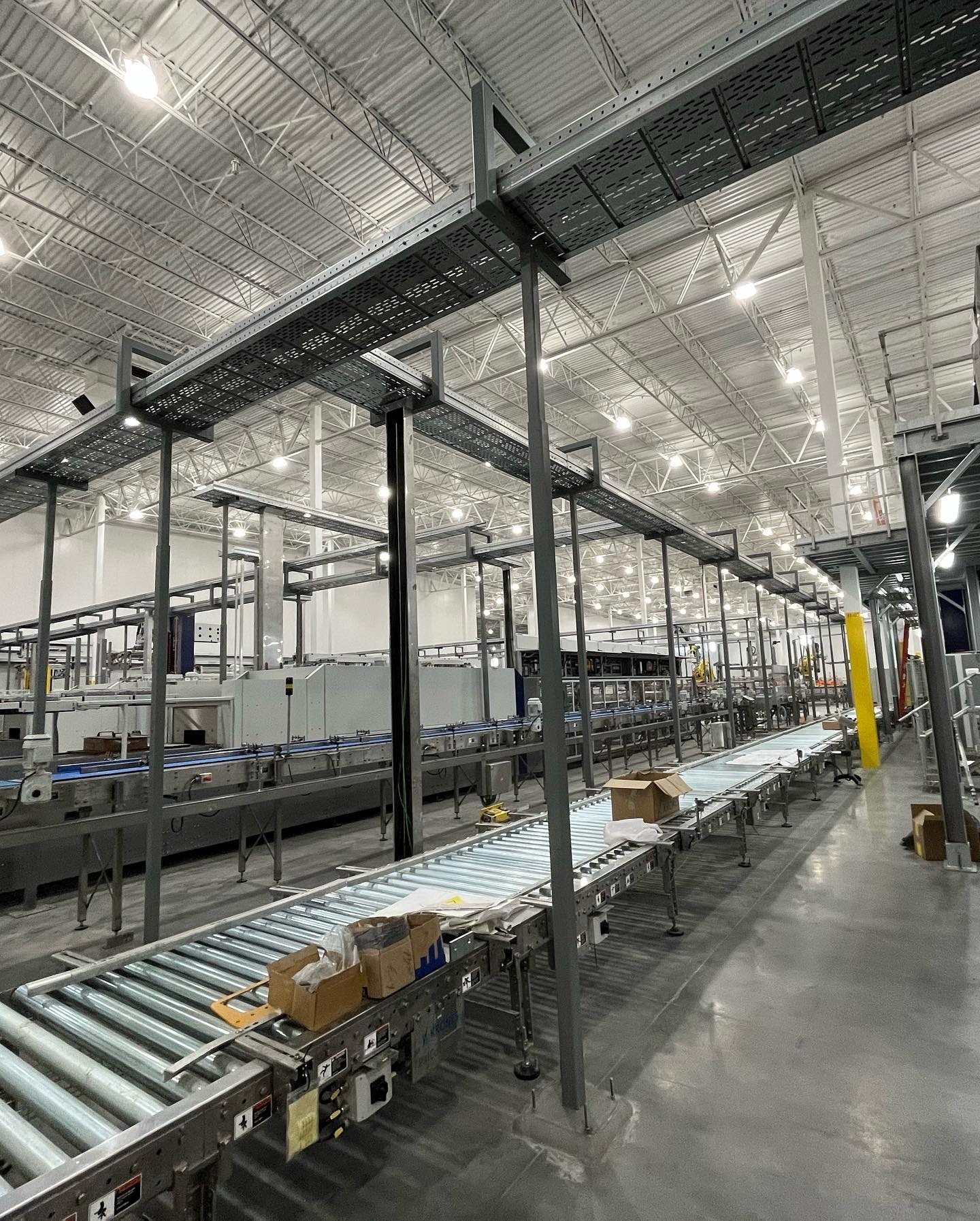 Industrial conveyor support steel installation